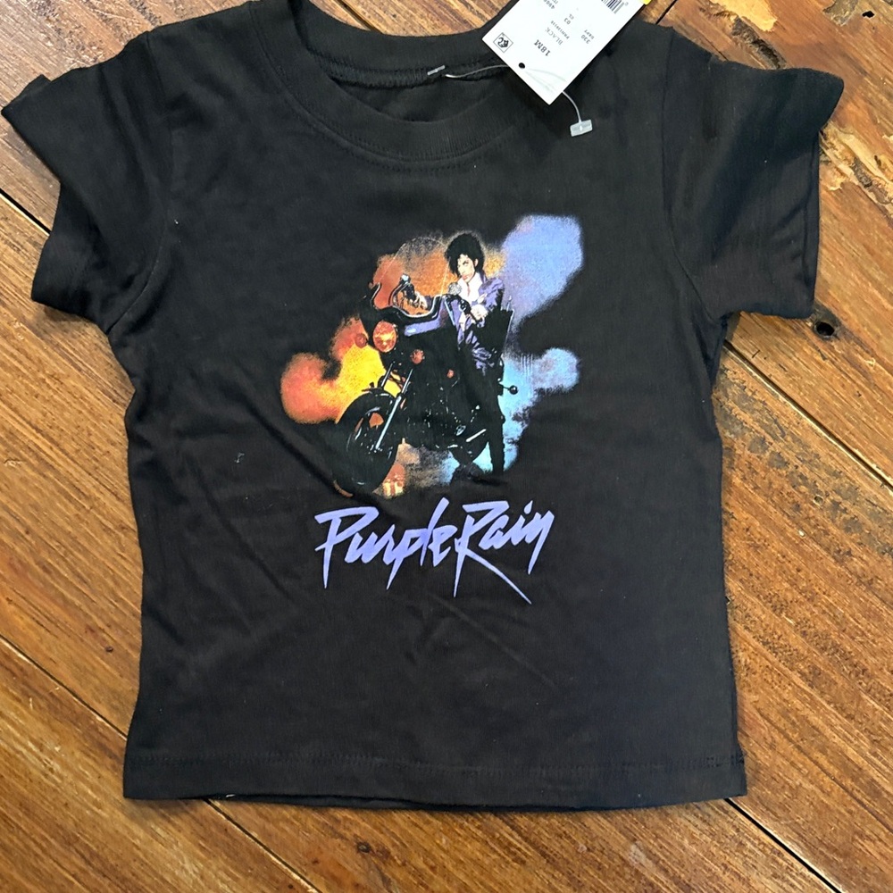Kids Black 'Purple Rain' Graphic Short Sleeve Tee